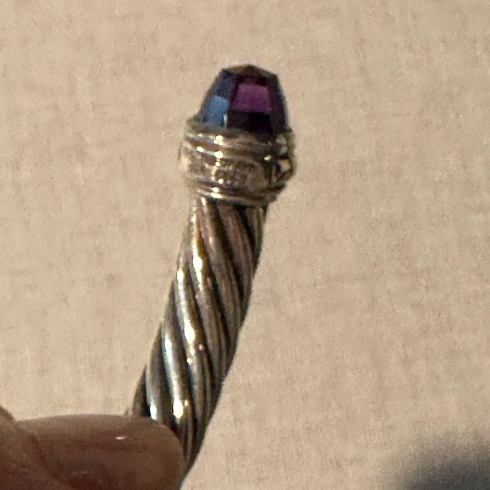 David Yurman cable classic cuff bracelet with Amethyst stones - Picture 9 of 16